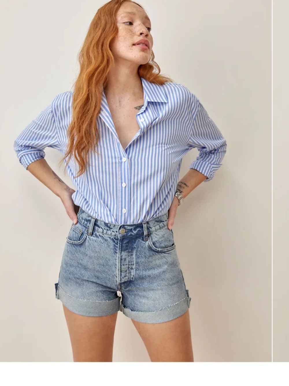 Reformation Charlie Cuffed High Rise Jean Shorts size 29